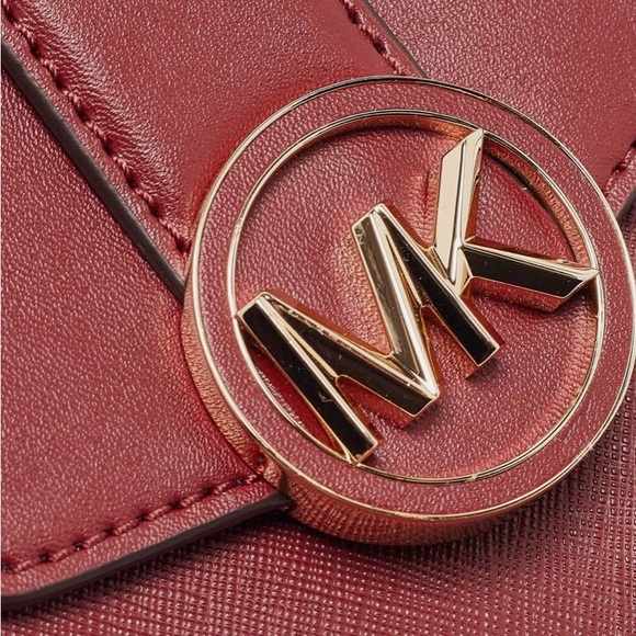 Michael Kors Carmen Burgundy and Gold Crossbody Bag - Picture 6 of 16